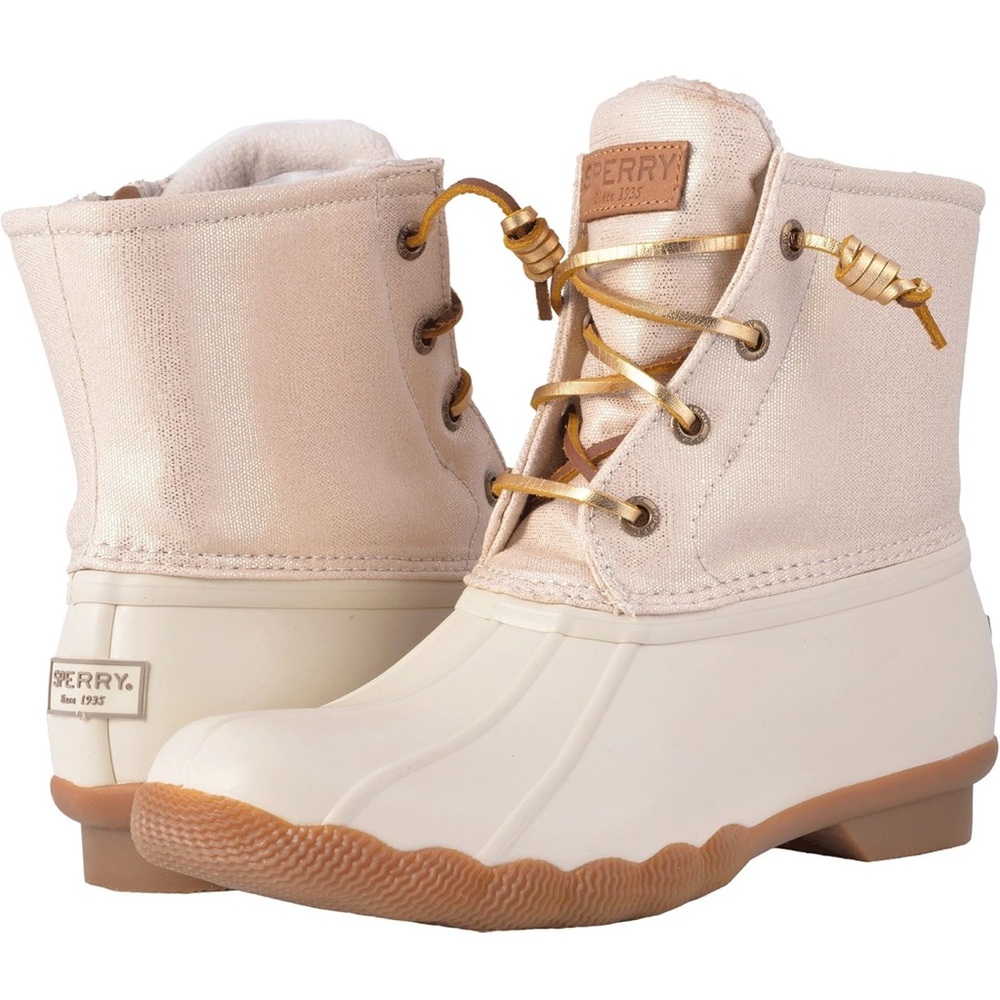 Sperry Saltwater Duck Boot in Oat/Gold